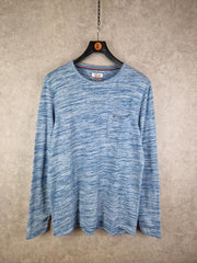 Tommy Hilfiger T Shirt Mens Extra Large Blue Long Sleeve Crew Neck Casual Chest Pocket