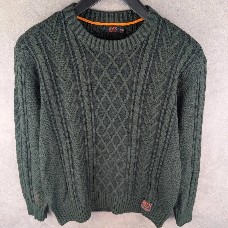 Avirex Jumper Mens Large L Green Knitted Pullover