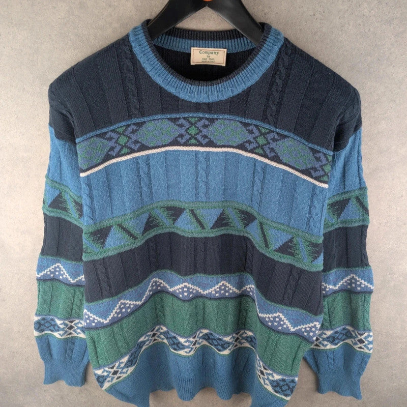 Company Jumper Mens Large L Blue Vintage Knitted Pullover Italian