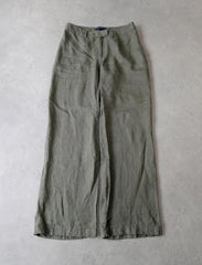 Ralph Lauren Purple Label Linen Trousers Women’s Small Khaki Wide Leg 100% Linen