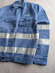 Vintage Jacket Men's Large Utility Workwear Blue Hi Vis Industrial Chore Coat