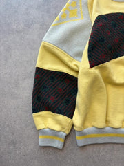 Vintage 1980s Kappa Pullover Jumper Men’s Medium Yellow Cotton Sweatshirt Retro