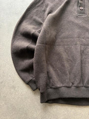 Lacoste Jumper Men’s Large Brown Knitted High Neck Quarter Button Boxy Fit