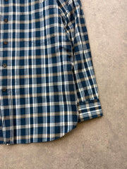 St Michael Shirt Men’s Medium Blue Check Vintage 1990s Long Sleeve Button Up