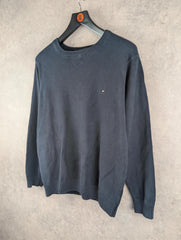 Tommy Hilfiger Jumper Mens Large L Navy Knitted Pullover