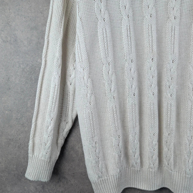 St Michael Jumper Mens Large L Ivory Vintage 90s Knitted Pullover