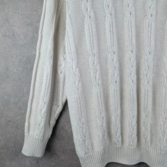 St Michael Jumper Mens Large L Ivory Vintage 90s Knitted Pullover