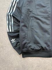 Adidas Zip Up Sweatshirt Women’s Medium Black Track Jacket Sports Activewear