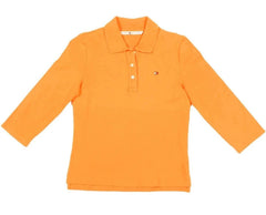 Tommy Hilfiger Polo Shirt 3/4 Sleeve Womens Small S Orange