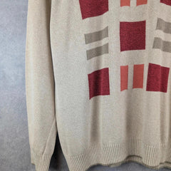 Vintage Knitted Jumper Mens Extra Large XL Beige Pullover