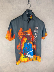 Here & There Shirt Mens M Medium Graphic Japanese Style Print Short Sleeve