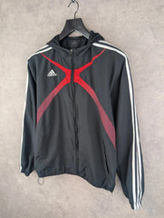 Adidas Jacket Mens M Medium Black Y2K Hooded Full Zip