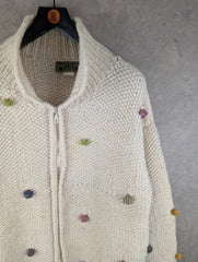 Amor Jumper Womens XXL 2XL Vintage Hand Made Wool Full Zip