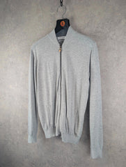 Trussardi Jumper Mens S Small Grey Knitted Full Zip