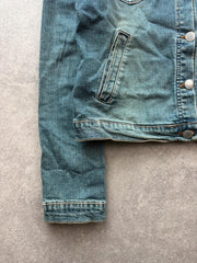 Kocca Denim Jacket Women’s Medium Y2K Blue Country Western Cropped Fitted