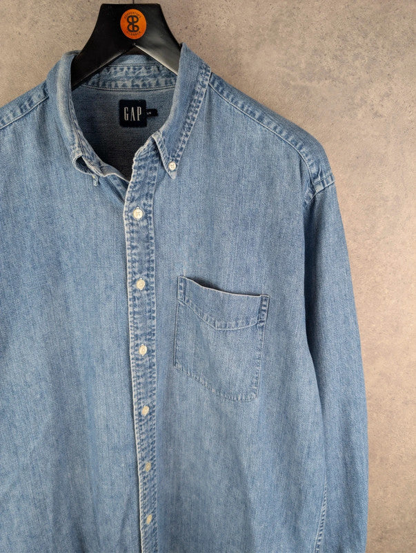 Gap Shirt Mens Large L Blue Vintage Denim Cotton Long Sleeve