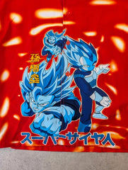 Y2K Anime Shirt Mens Medium Short Sleeve Button Up Japanese Streetwear Graphic