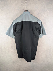 Team Wear Shirt Mens Medium M Grey Y2K Short Sleeve Work Wear