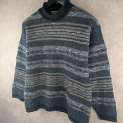 Gio Ferrari Jumper Womens Large L Blue Wool Vintage Knitted Italian
