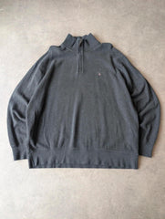 Gant Pullover Jumper Men’s 3XL Grey Cotton Casual Knitwear Quarter Zip