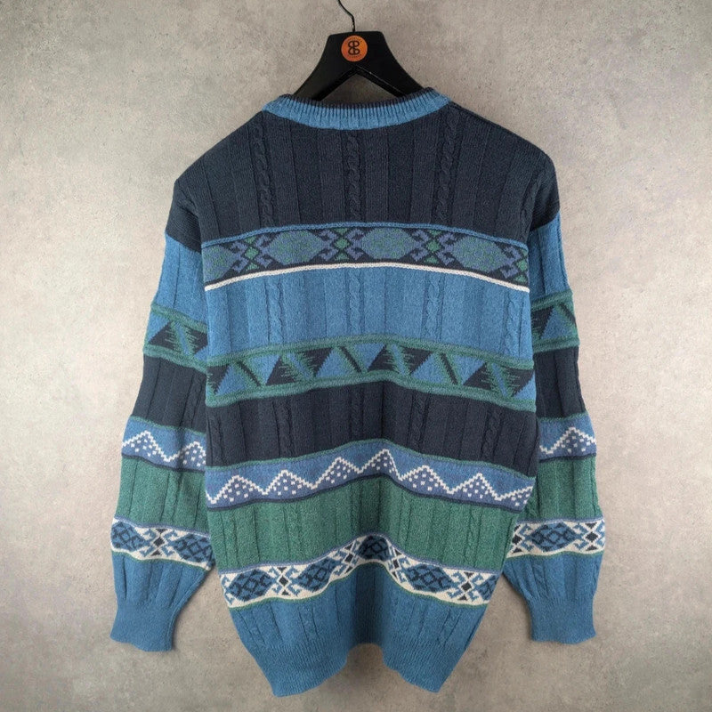 Company Jumper Mens Large L Blue Vintage Knitted Pullover Italian