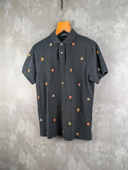 Ralph Lauren Polo Shirt Mens Medium M Black Embroidered Slim Fit Short Sleeve