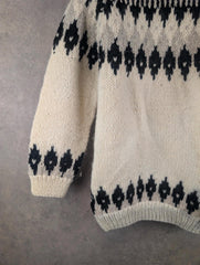 Hand Knit Jumper Womens L Large Vintage Knitted Pullover