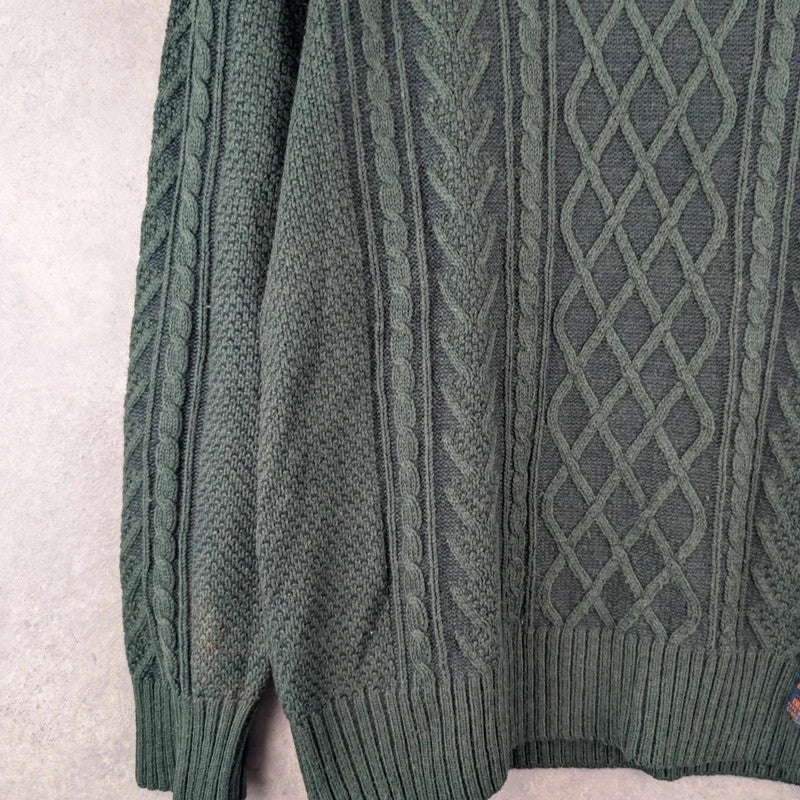 Avirex Jumper Mens Large L Green Knitted Pullover