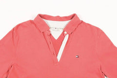 Tommy Hilfiger Polo Shirt 3/4 Sleeve Womens Medium M Pink Vintage
