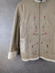 Natural Territory Jacket Womens Large L Embroidered Sherpa Floral