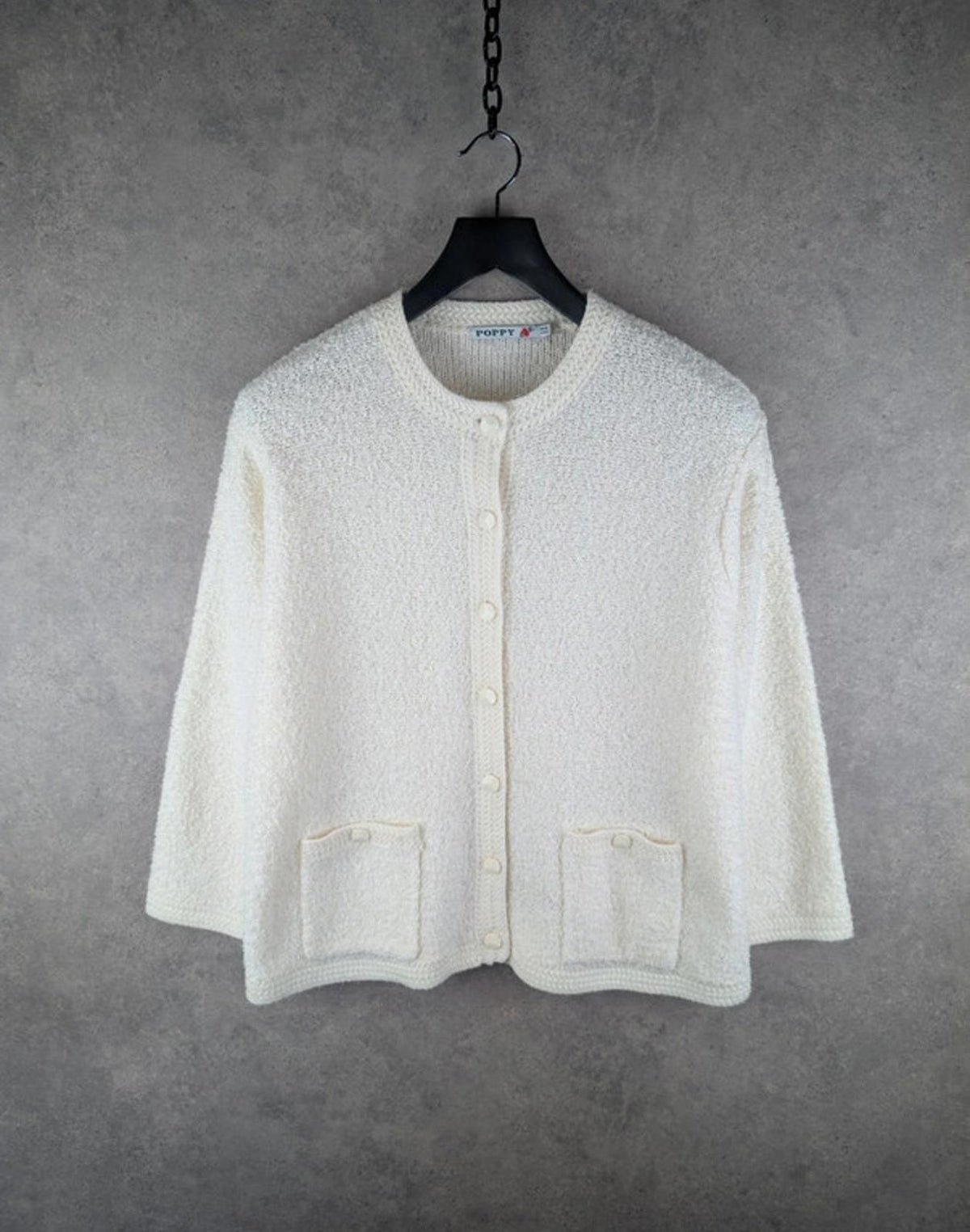 Poppy Cardigan Womens XXL 2XL White Vintage Button Up