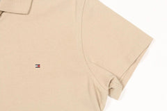 Tommy Hilfiger Polo Shirt Womens Medium M Beige Short Sleeve