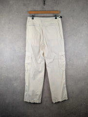 Next Trousers Mens W30 L29 Cream Y2K Cargo Lightweight Comfort