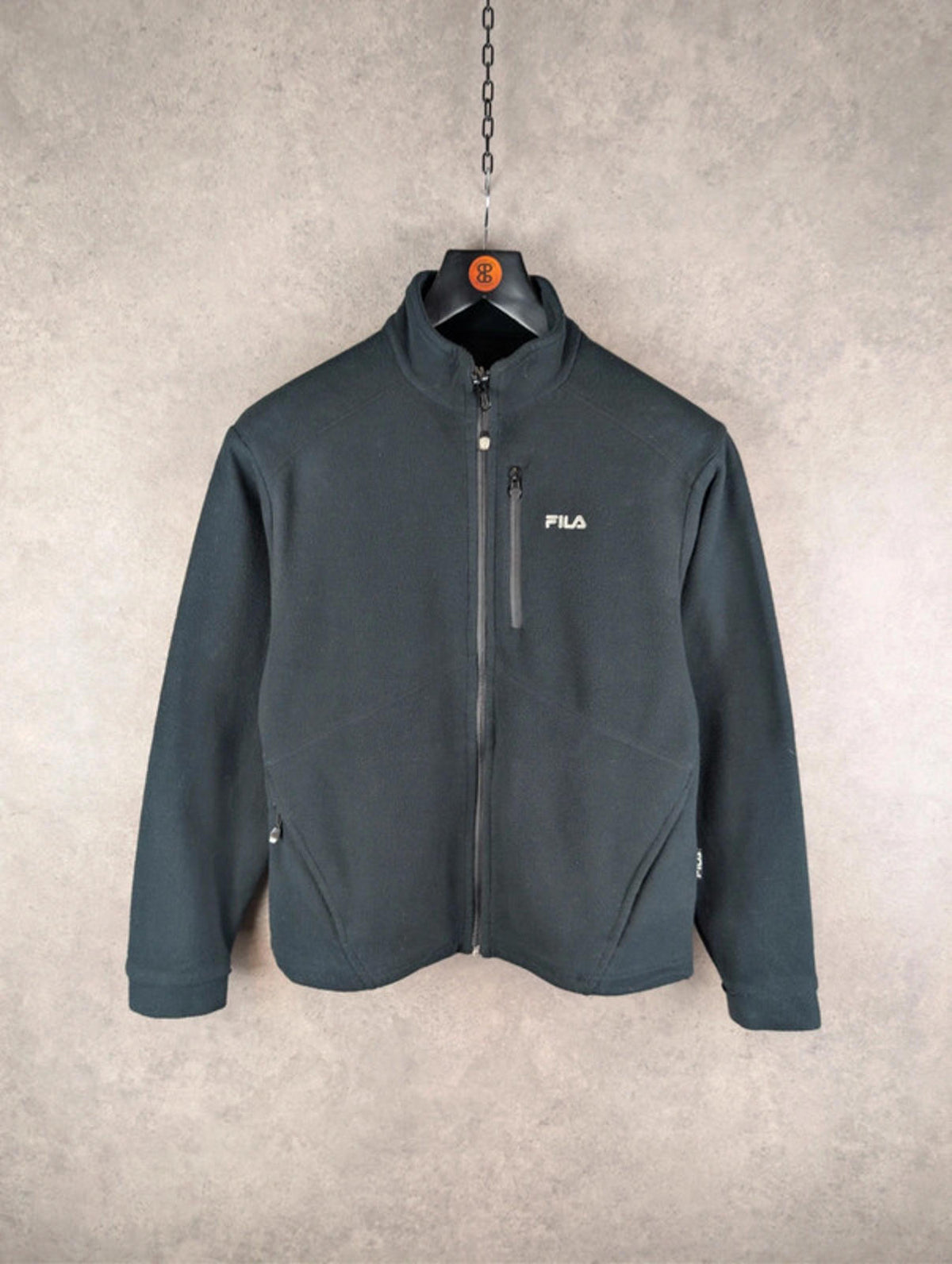 Fila Jumper Mens Medium M Black Fleece Vintage Full Zip