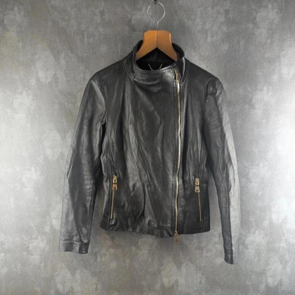 Albano Leather Jacket Made in Italy Black Womens UK Size 10