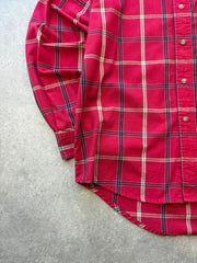Wrangler Shirt Men’s Medium Red Check Country Western Vintage 1990’s Long Sleeve