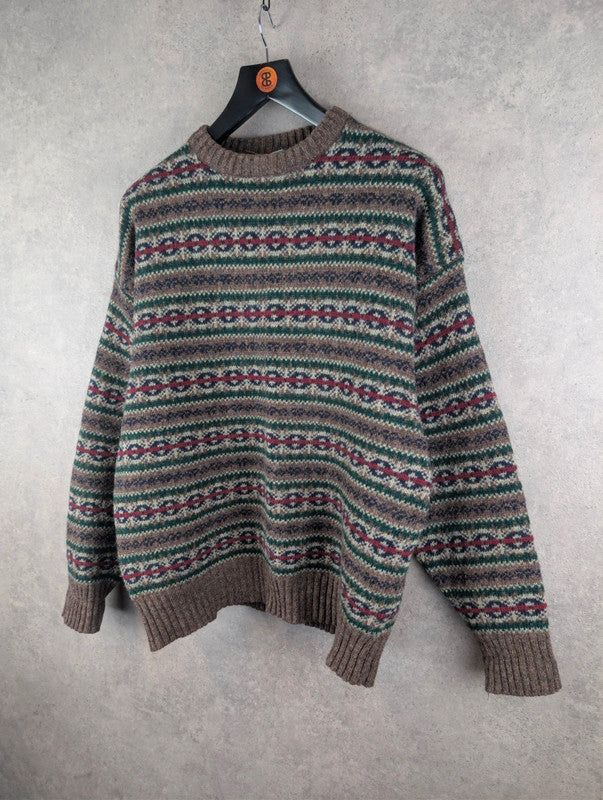 Vintage Knitted Jumper Mens XL Extra Large Shetland Wool Retro Pullover
