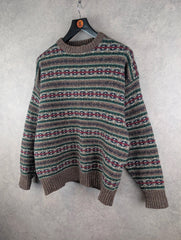 Vintage Knitted Jumper Mens XL Extra Large Shetland Wool Retro Pullover