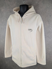 Kangaroo Poo Jumper Mens L Large Cream Vintage 90s Hood Full Zip Fleece