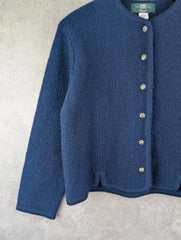 Orvis Cardigan Womens M Medium Blue Wool Vintage 90s