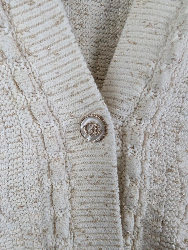 Unbranded Cardigan Womens Small S Cream Cotton
