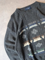 Malagrida Knitted Pullover Jumper Men’s Large Grey Vintage Wool Boxy Italian