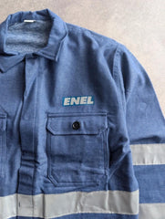 Vintage Jacket Men's Large Utility Workwear Blue Hi Vis Industrial Chore Coat