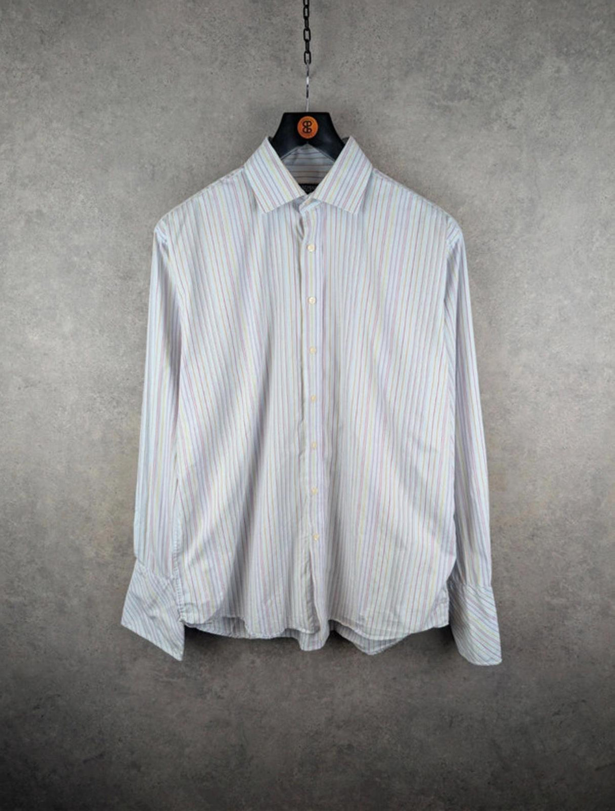 Balmain Shirt Mens Extra White XL Large Dress Stripped Long Sleeve