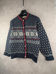 L.L Bean Cardigan Womens L Large Navy Wool Vintage 80s