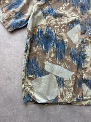 Vintage 1980s Shirt Men’s Large Beige Blue Abstract Print Made In Italy