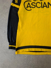 Vintage 1970s Cycling Jersey Men's Large Yellow Black Long Sleeve Retro