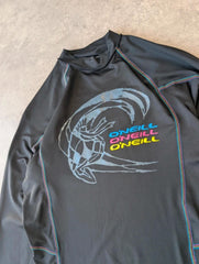 O'Neill Rash Top Men's Small Black Long Sleeve Surf Skate Summer Performance Fit