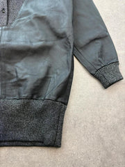 Vintage 1980s Leather Jumper Womens XL Black Metallic Baggy Elasticated Retro