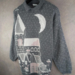 Nicolucchi Jumper Womens L Large Grey Knitted Pullover